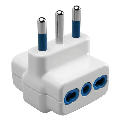 Adaptador triple 2P+T 10A-220V blanco/negro